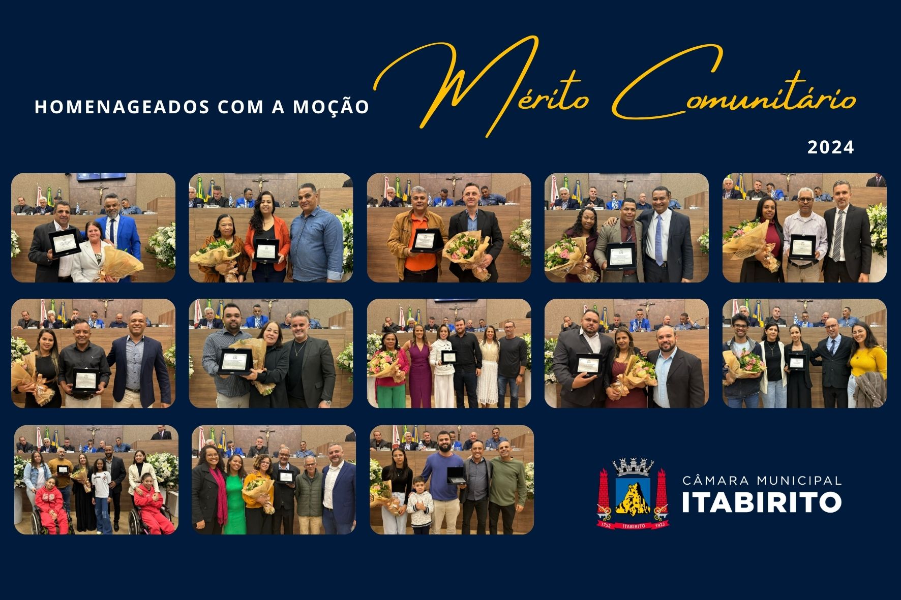 Câmara de Itabirito realiza entrega da Moção de Mérito Comunitário