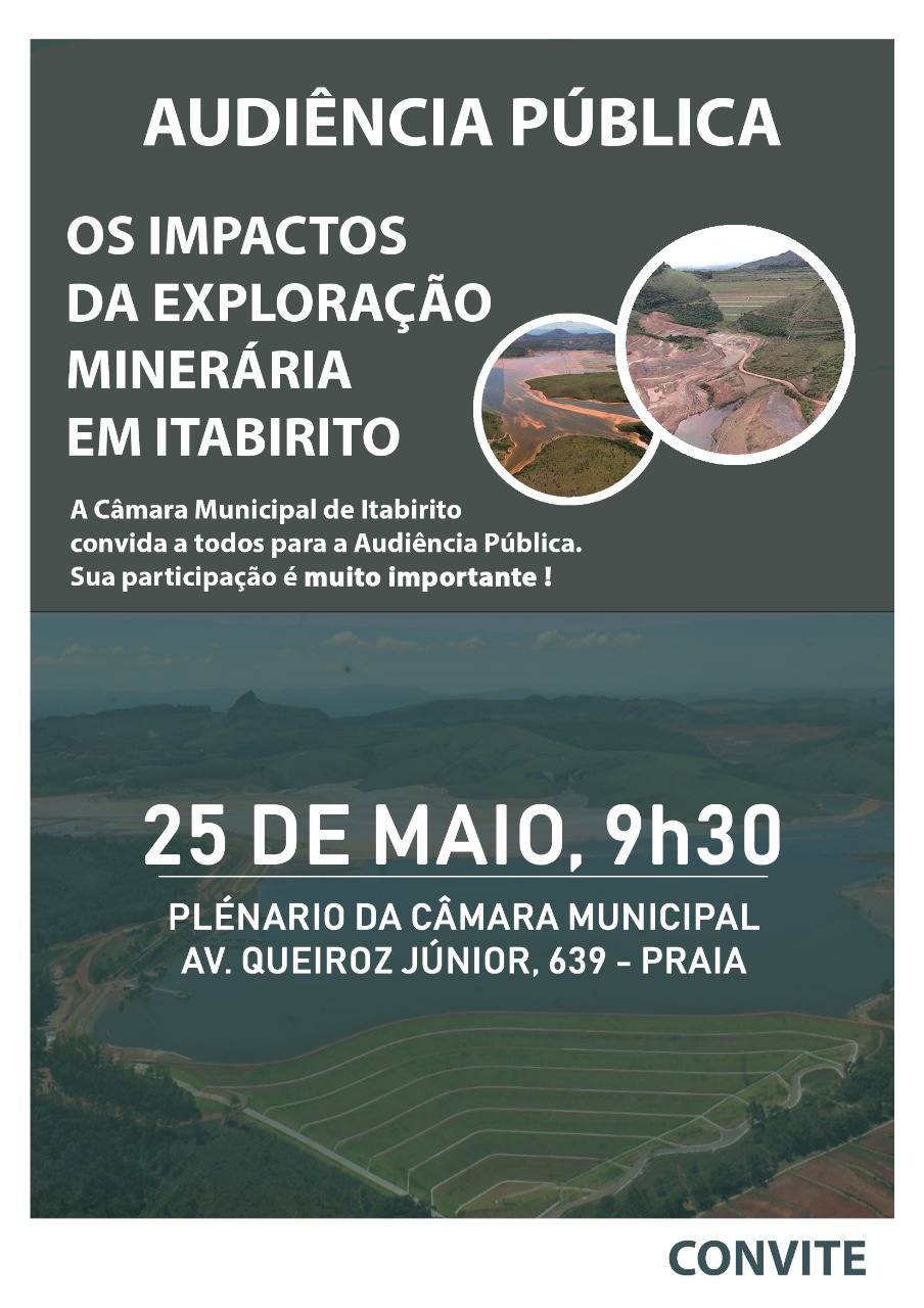 Câmara promove Audiência Pública sobre “impactos da exploração minerária em Itabirito”