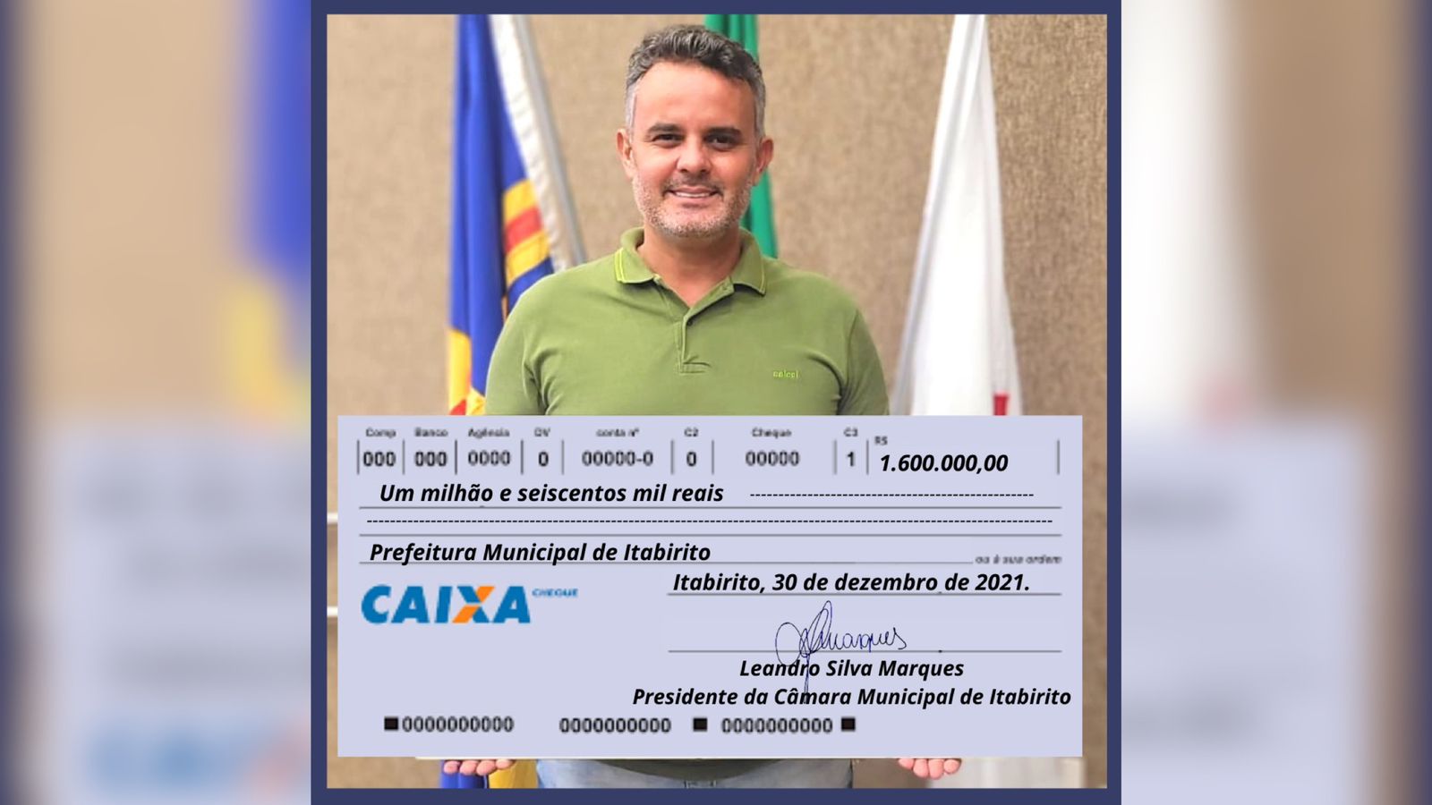 Presidência da Câmara de Itabirito devolve R$ 1,6 milhão ao Município