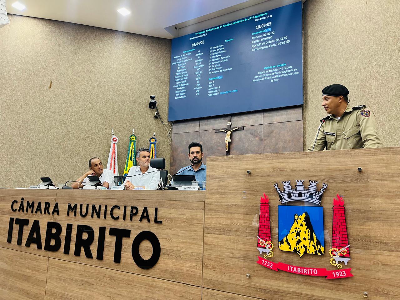 Novo Comandante da Polícia Militar é apresentado na Câmara de Itabirito